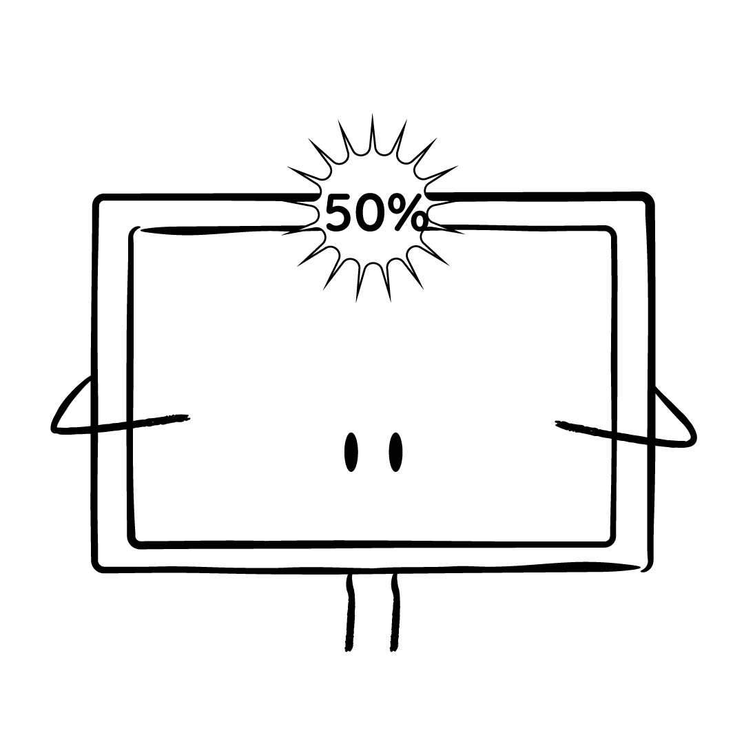 Illustration d'une tablette qui indique que grâce à l'application Achill, les commerçants peuvent ajouter des promotions aux produits