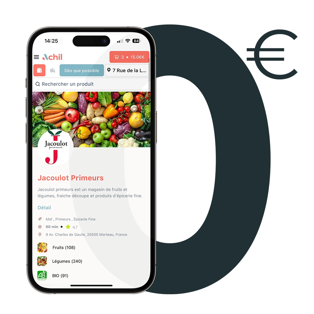 illustration d'une boutique en ligne sur le systeme de commande en ligne gratuit Achil