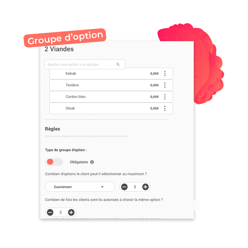 créez plusieurs groupes d'options sur votre site de vente en ligne