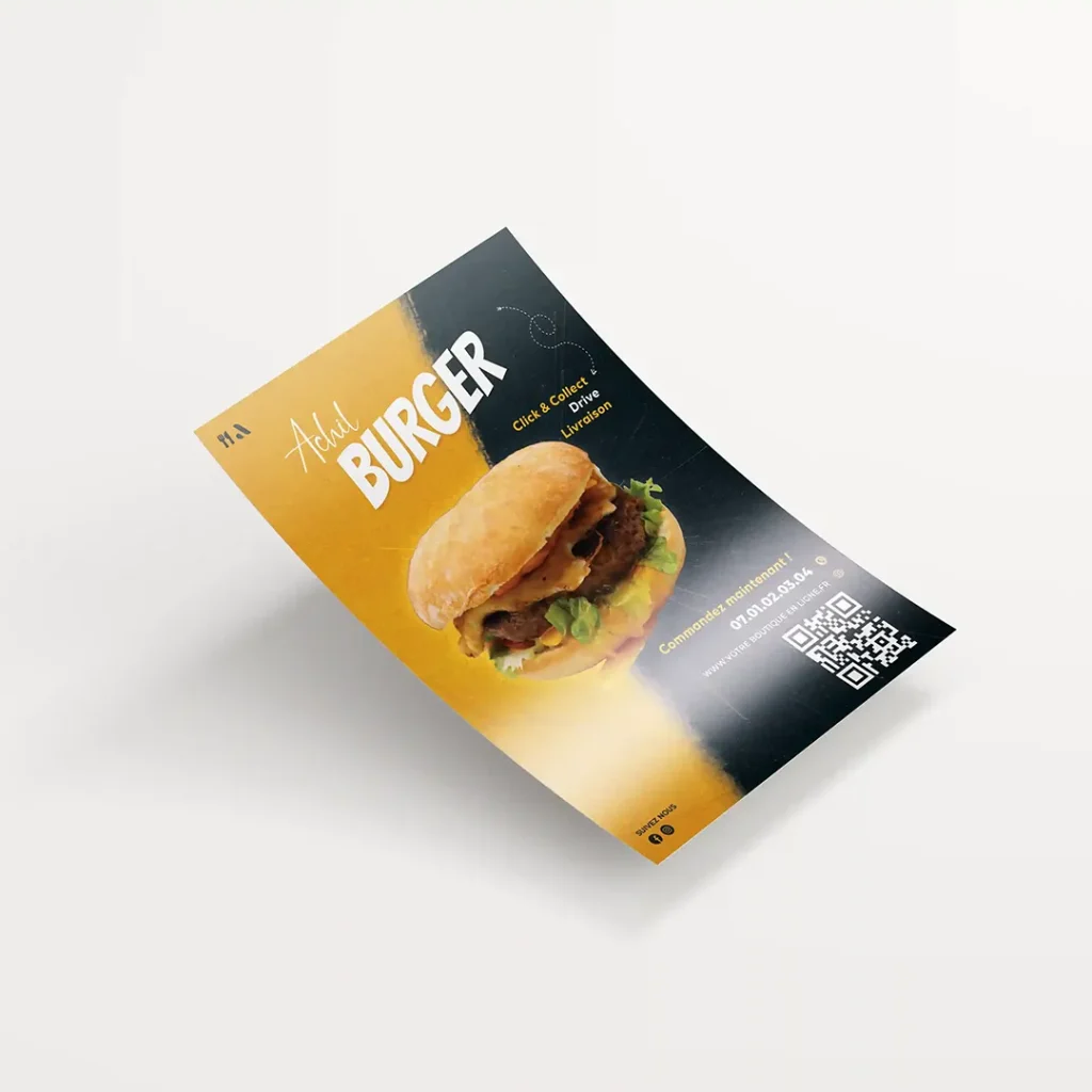 exemple d'un flyer pour la promotion d'un système de commande en ligne d'un restaurant