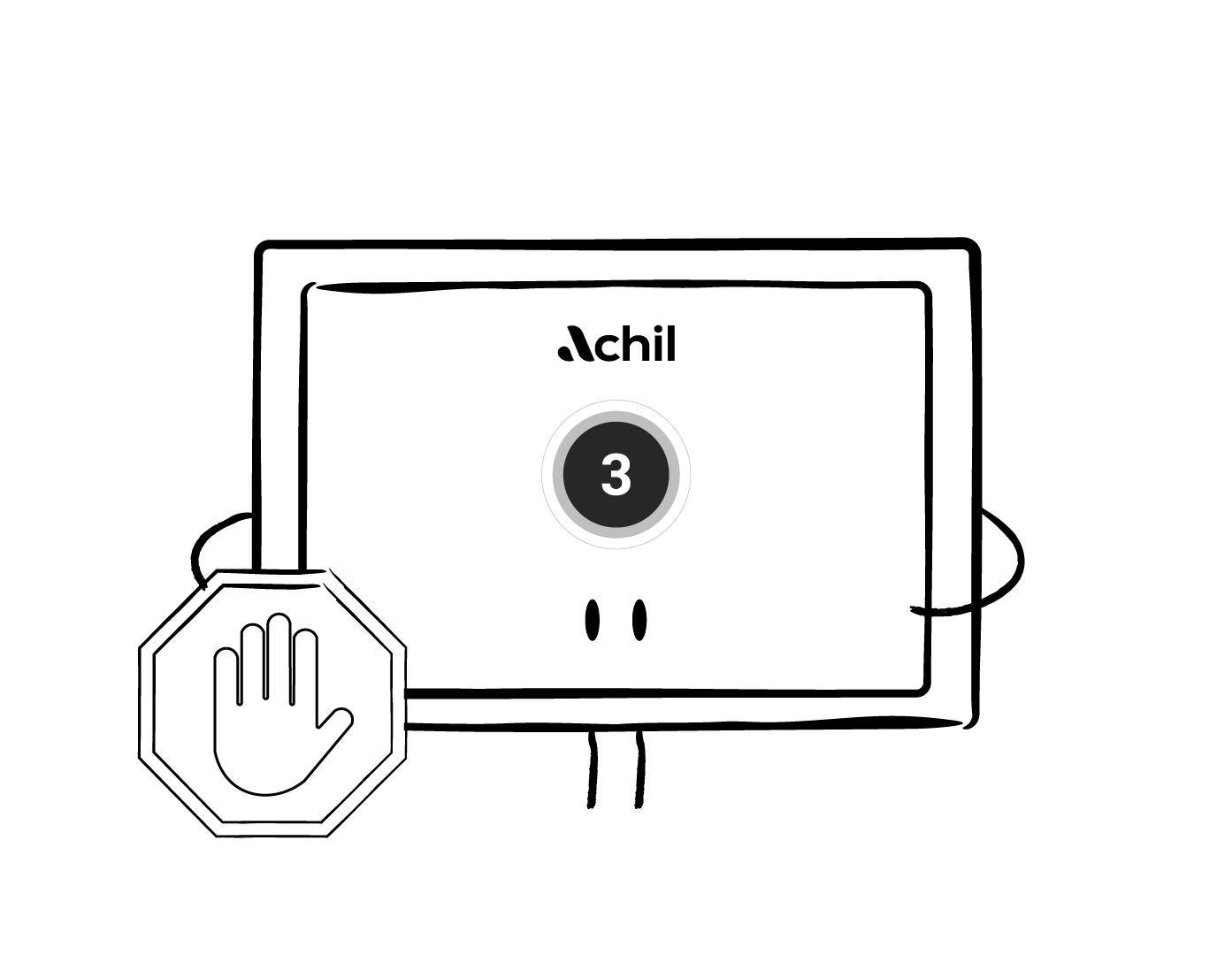 illustration d'une tablette qui suspend les commandes en ligne