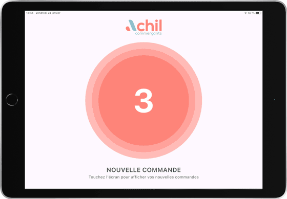 GIF d'une tablette avec plusieurs images illustrant l'utilisateur du système de commande en ligne d'un caviste