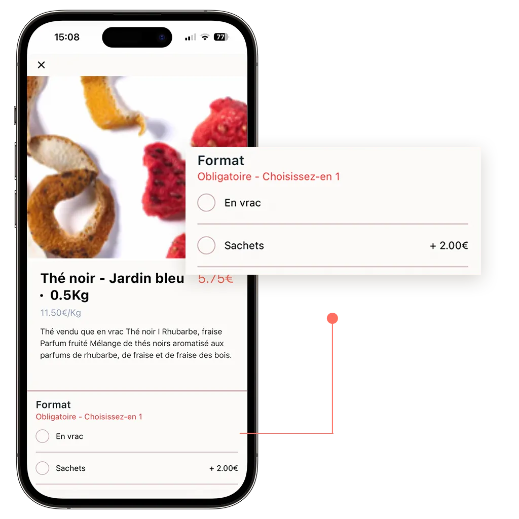 mockup d'un produit vendu en ligne thés et cafés