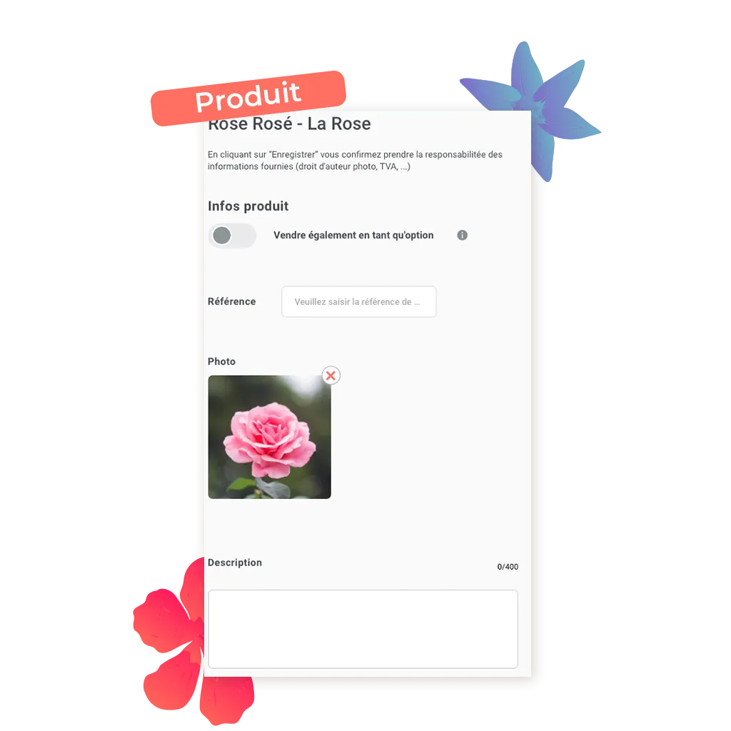 exemple d'un produit à vendre en click and collect pour un fleuriste