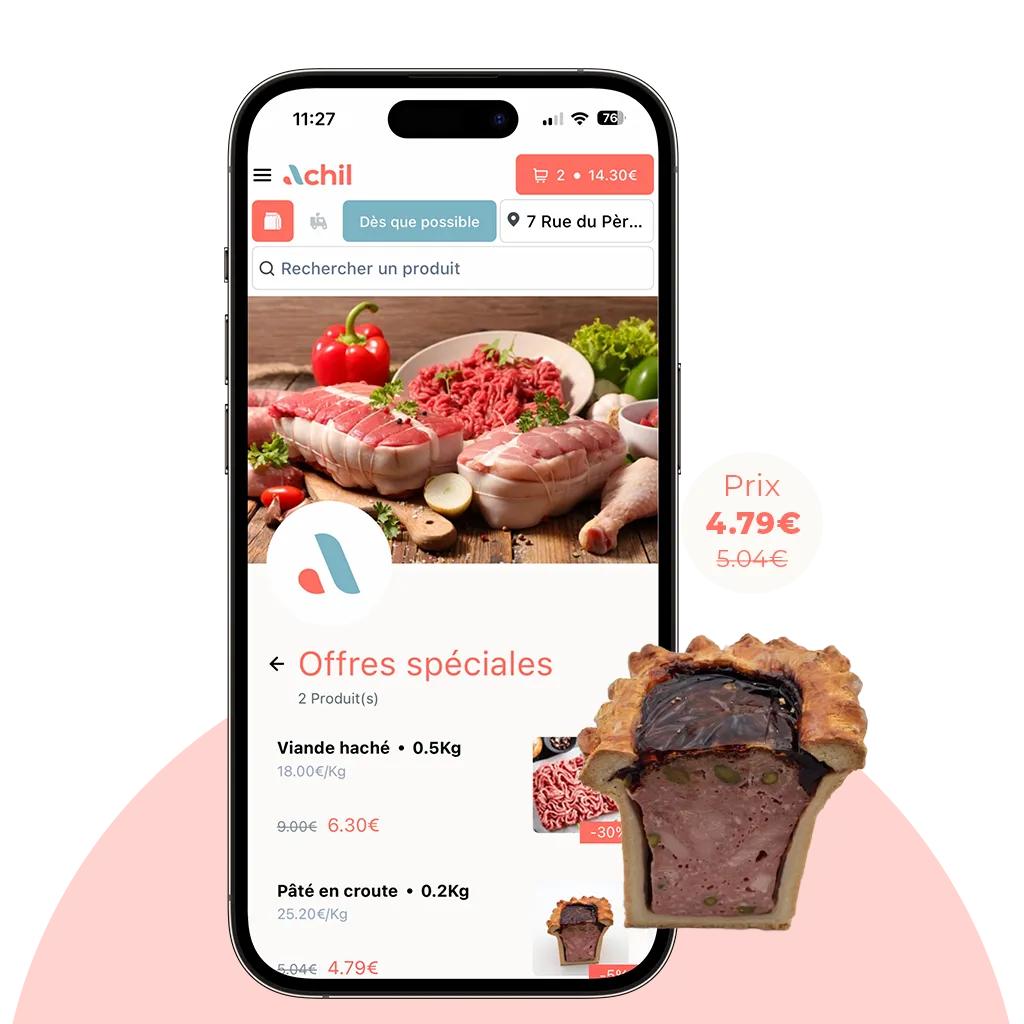 Mockup d'une boutique en ligne d'une page offre spéciale d'un site de commande en ligne d'une boucherie