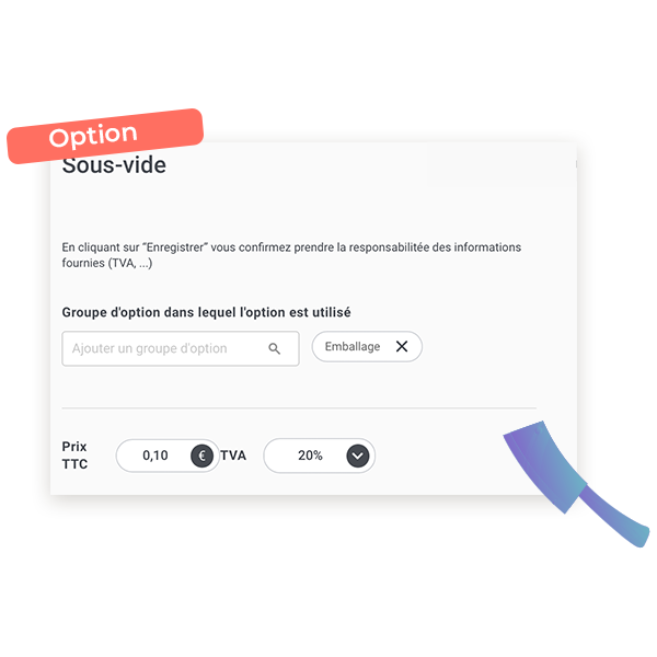 screen d'un exemple d'option à ajouter sur la boutique en ligne de votre boucherie charcuterie traiteur