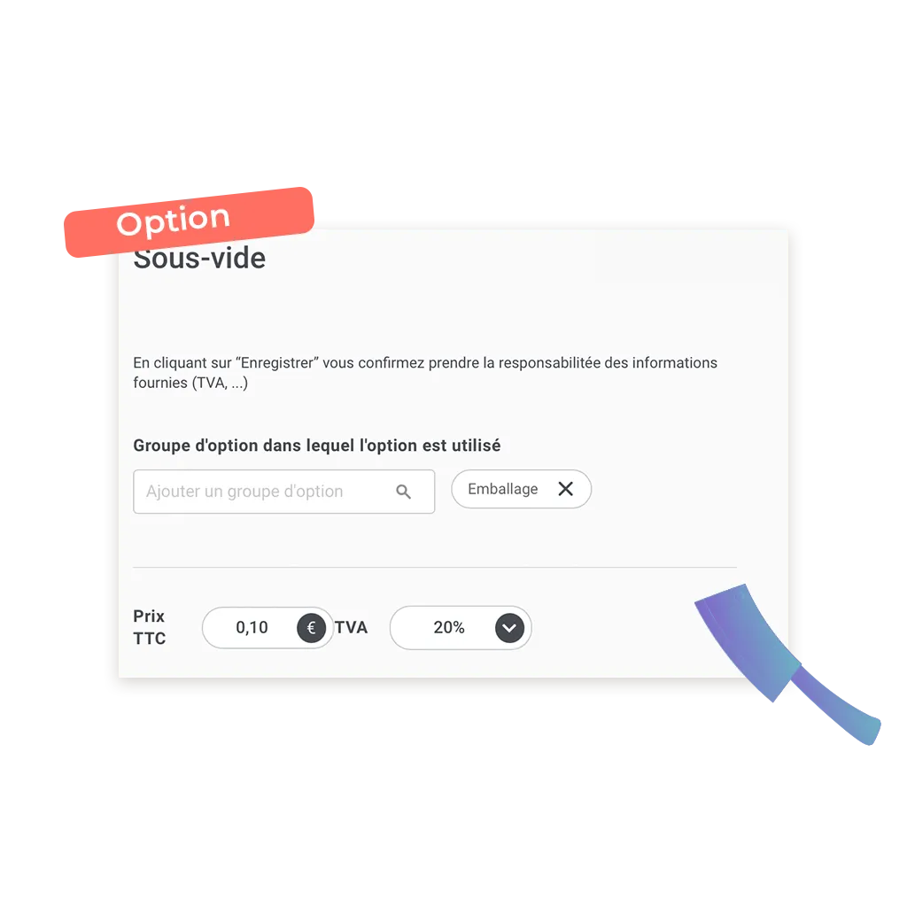 screen d'un exemple d'option à ajouter sur la boutique en ligne de votre boucherie charcuterie traiteur