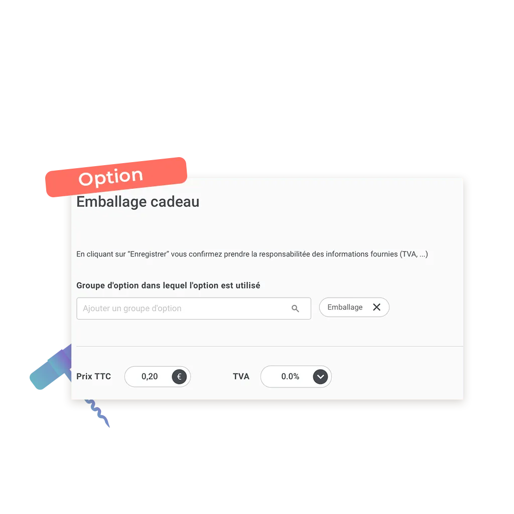 exemple d'option possible d'ajouter sur un site de commande en ligne pour caviste