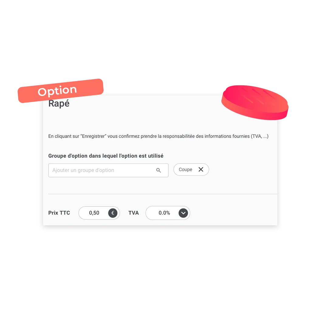 exemple d'option possible d'ajouter sur un site de commande en ligne pour fromagerie