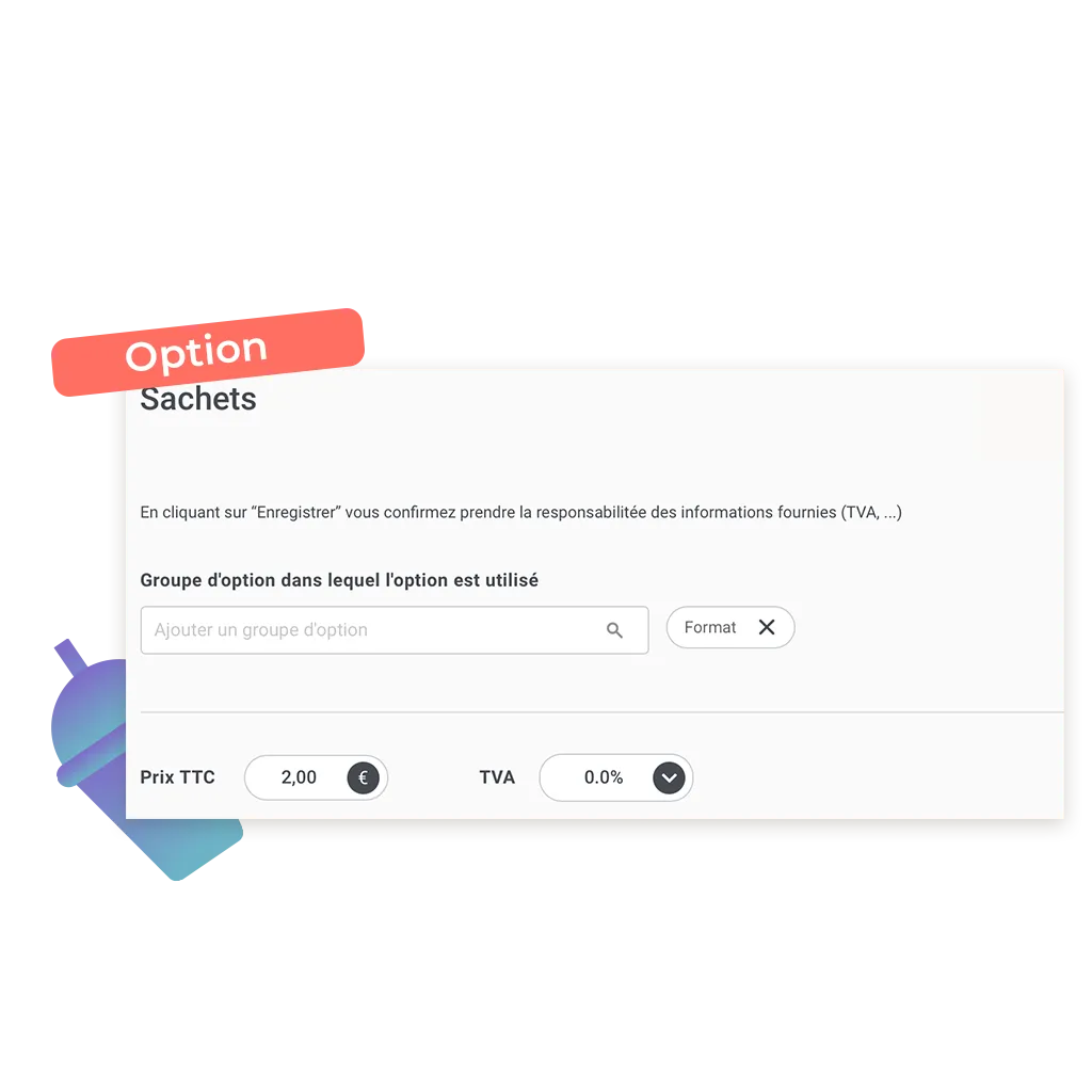 exemple d'option possible d'ajouter sur un site de commande en ligne pour magasin de thés et cafés