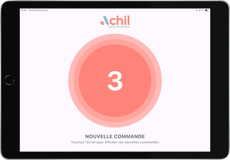 GIF d'une tablette avec plusieurs images illustrant l'utilisateur du système de commande en ligne d'une chocolaterie