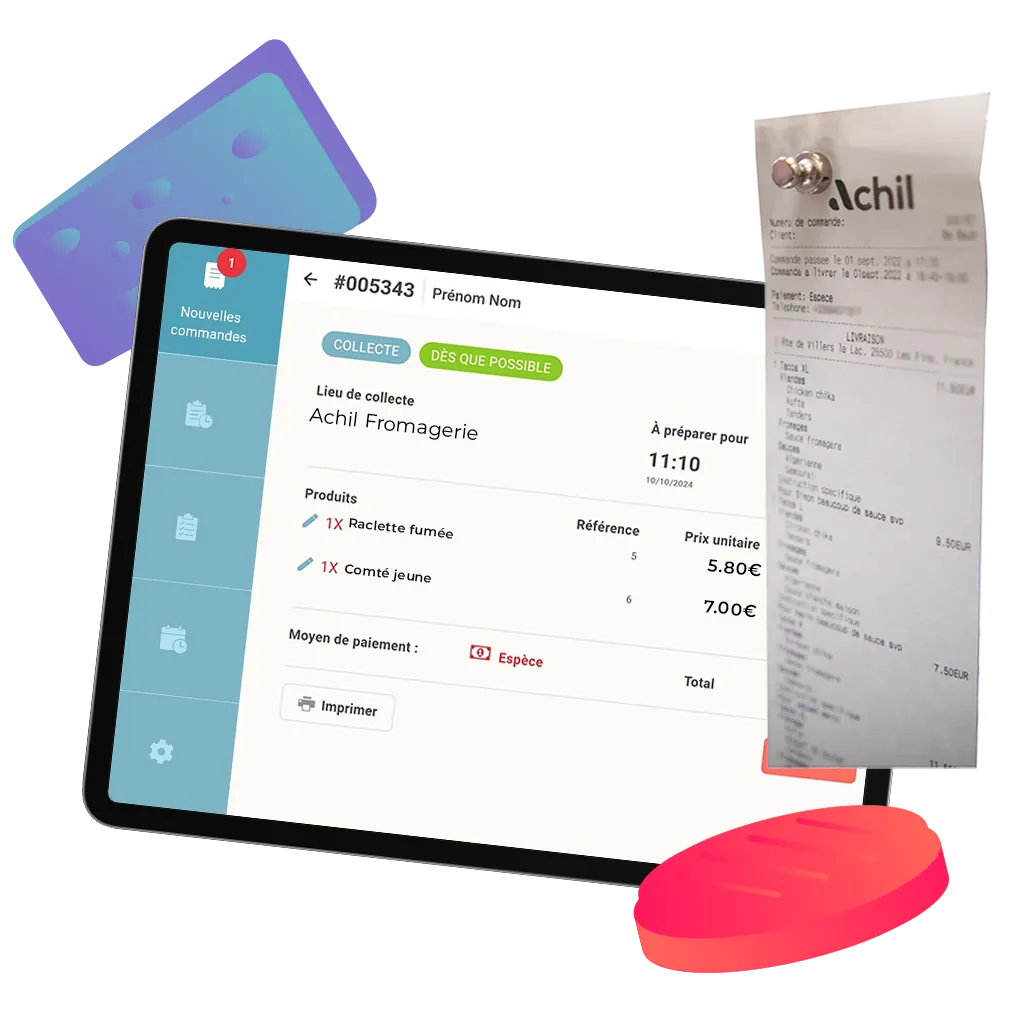 image de comment imprimer un ticket de commande en click and collect d'une fromagerie