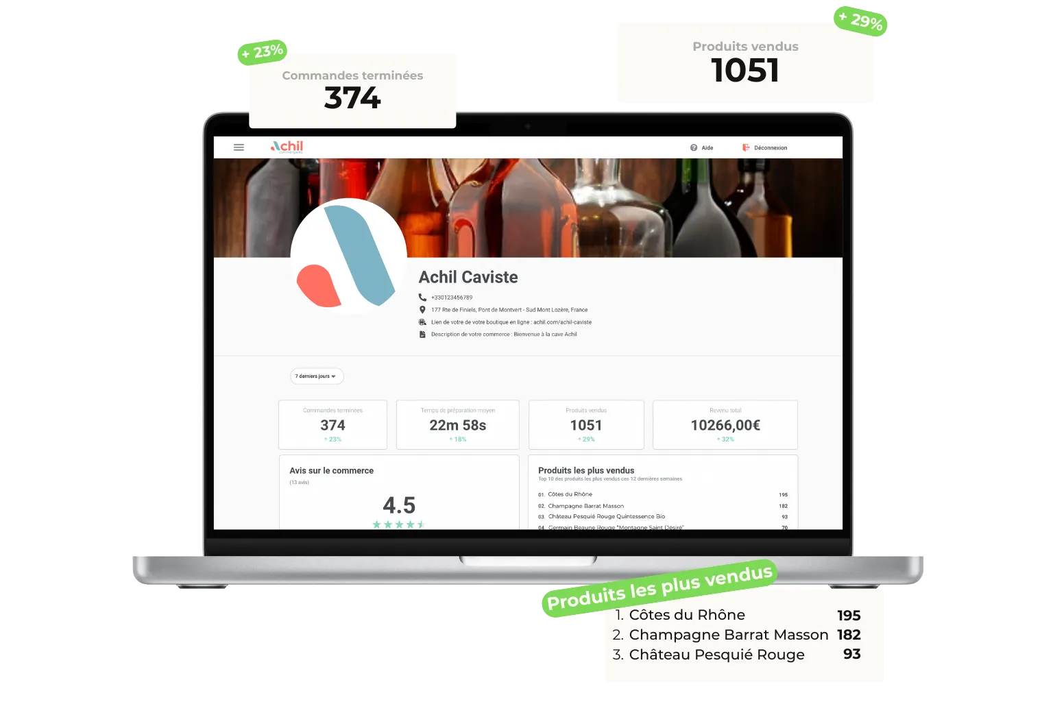 Mockup d'un ordinateur sur le paramètre de la boutique en ligne d'un cave à vin