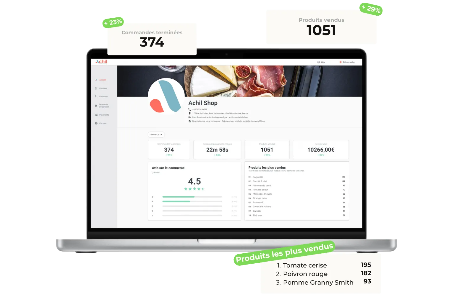 Mockup d'un ordinateur sur le paramètre de la boutique en ligne d'une épicerie