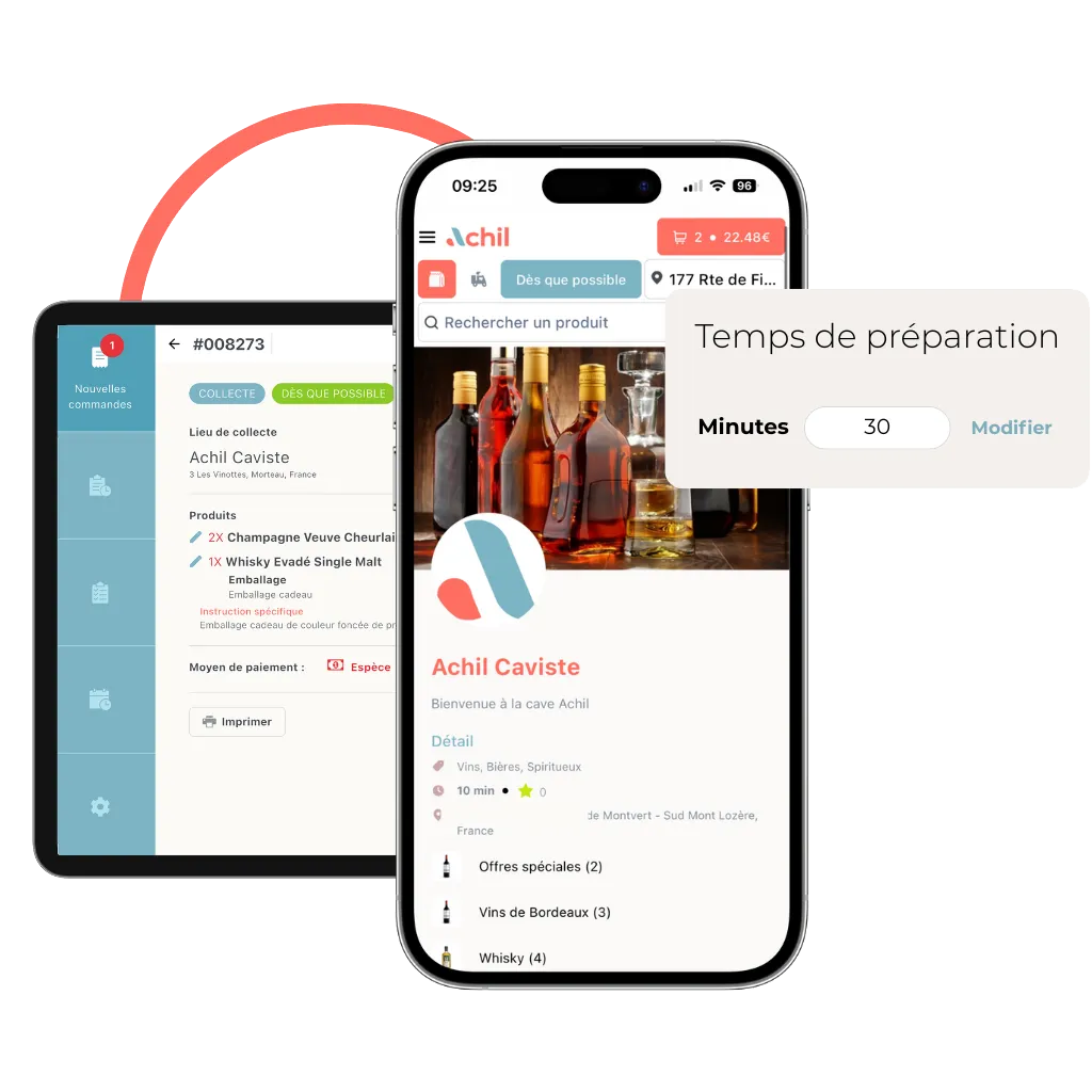 exemple d'un site de commande en ligne avec le temps de préparation d'une commande en ligne