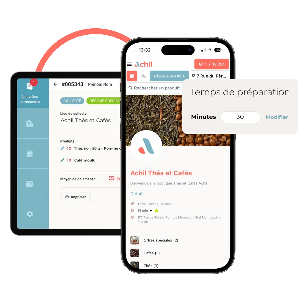 exemple de temps de préparation d'une commande en ligne d'un magasin de thés et cafés