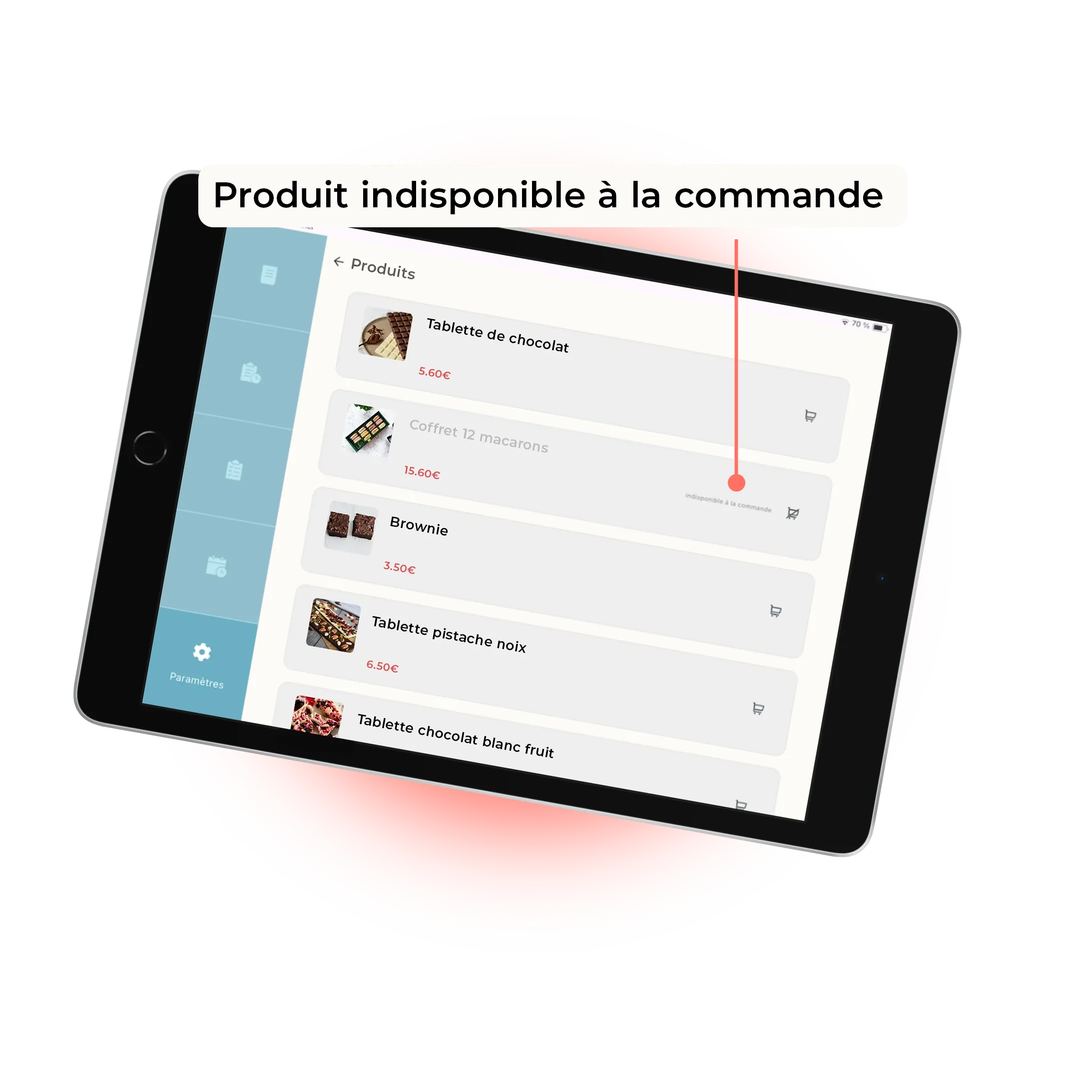 exemple d'une tablette pour suspendre un produit vendus en click and collect