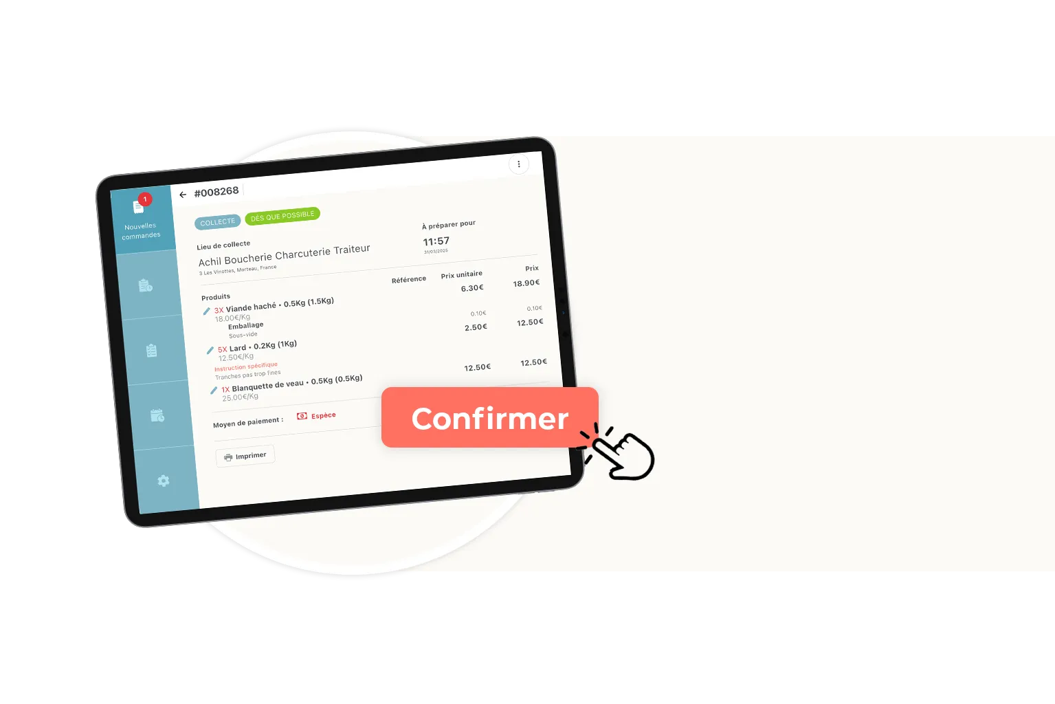 Etape 2 du click and collect : le commerçant confirme et prépare la commande en ligne