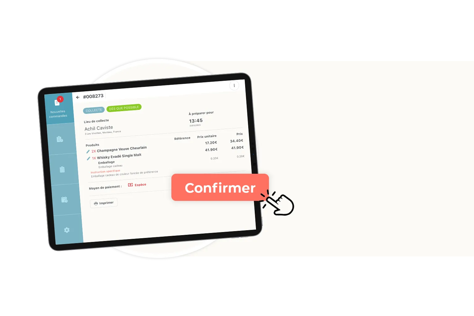 Etape 2 du click and collect : le commerçant confirme et prépare la commande en ligne
