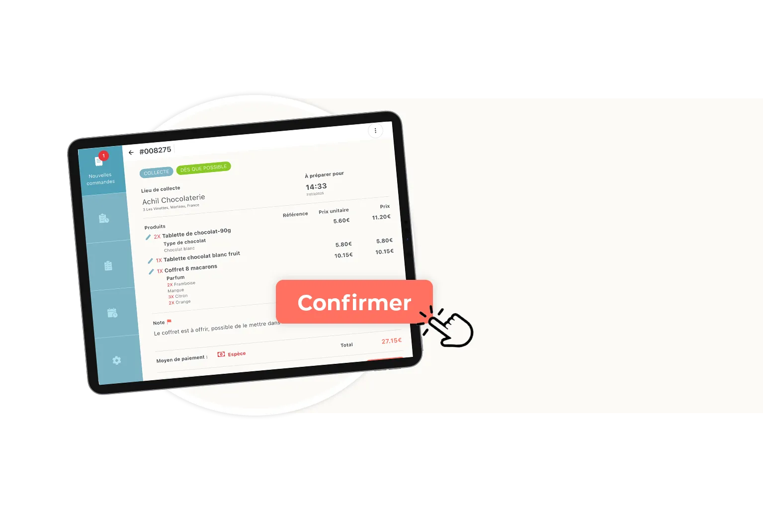 Etape 2 du click and collect : le commerçant confirme et prépare la commande en ligne