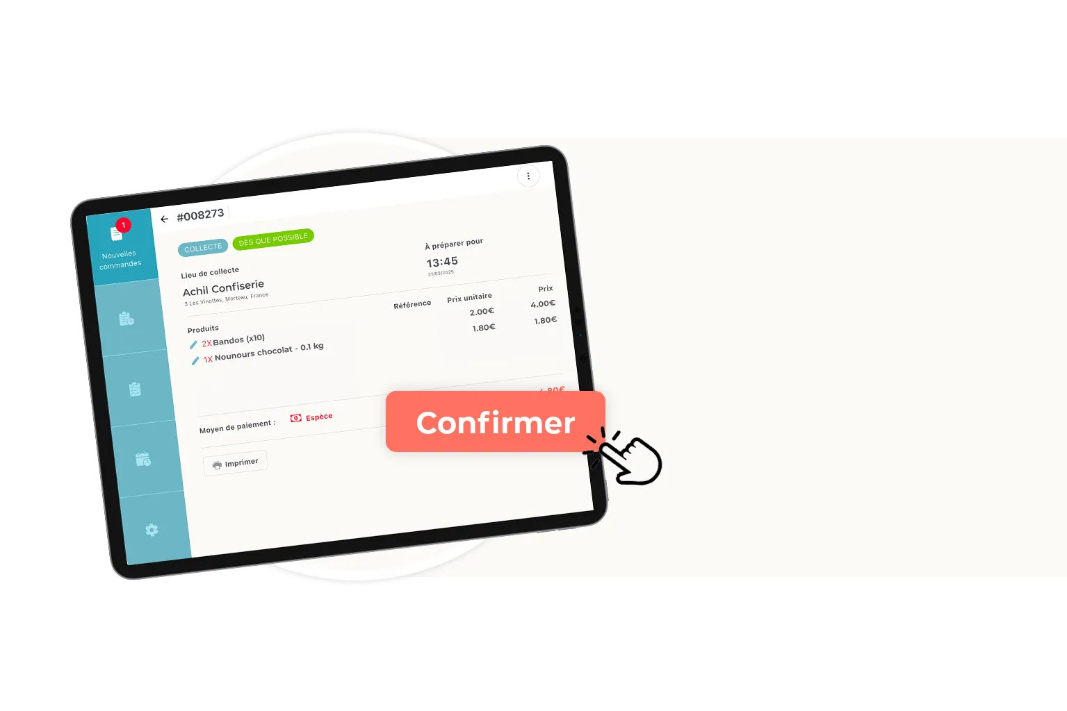 Etape 2 du click and collect : le commerçant confirme et prépare la commande en ligne