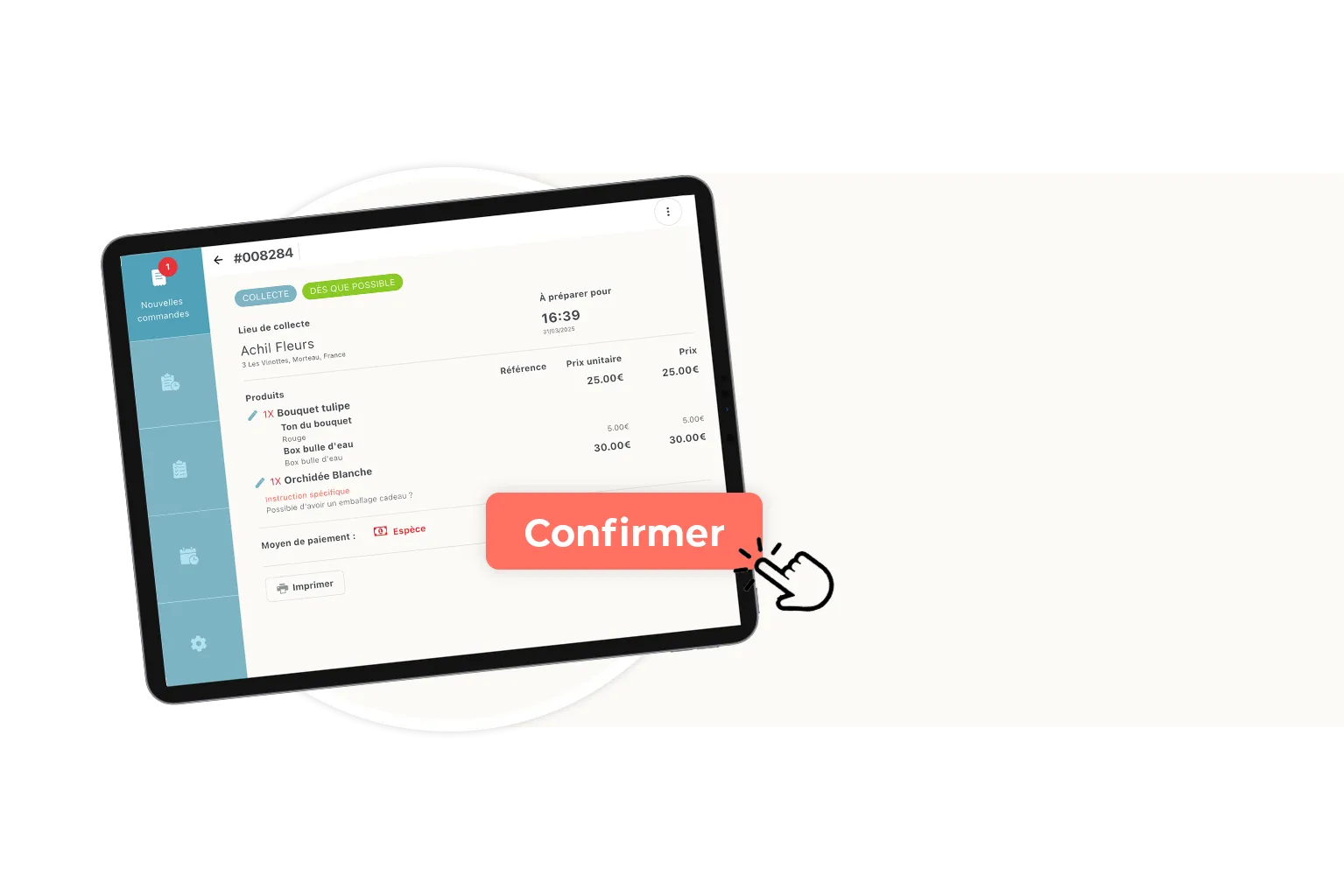 Etape 2 du click and collect : le commerçant confirme et prépare la commande en ligne
