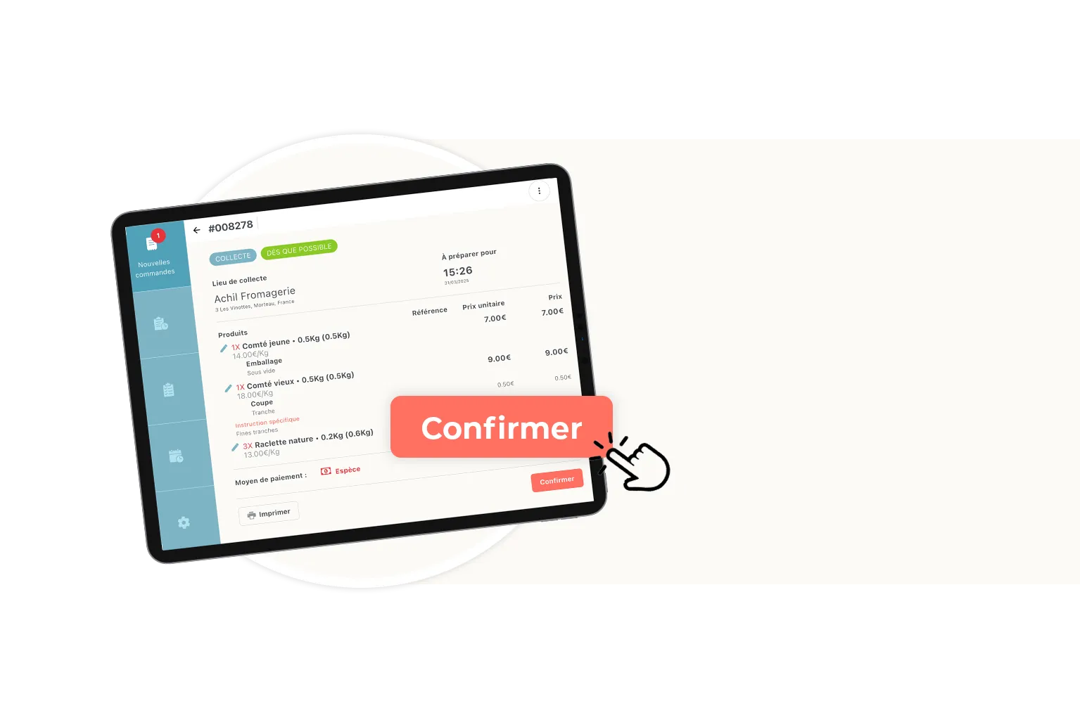 Etape 2 du click and collect : le commerçant confirme et prépare la commande en ligne