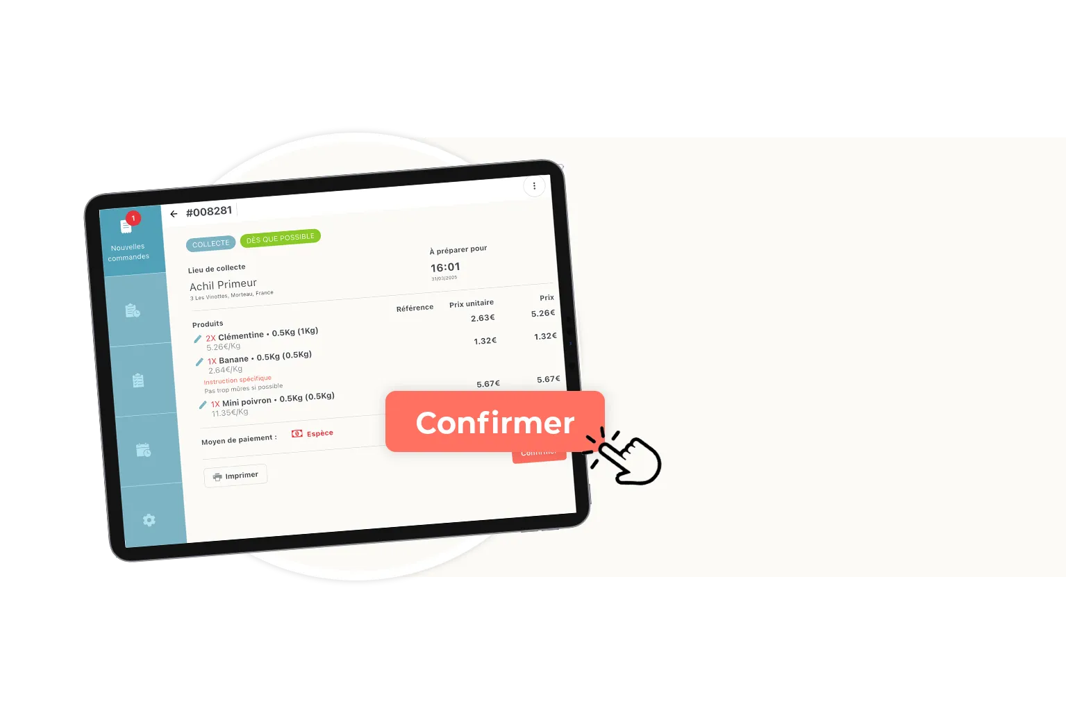 Etape 2 du click and collect : le commerçant confirme et prépare la commande en ligne