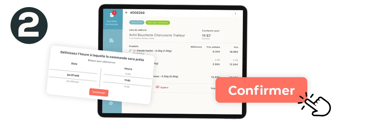 Etape du click and collect : le commerçant confirme et prépare la commande en ligne