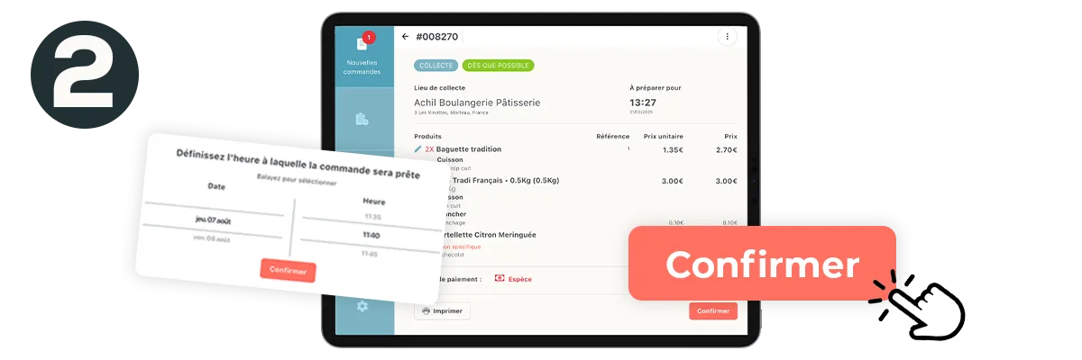 Etape 2 du click and collect : le commerçant confirme et prépare la commande en ligne