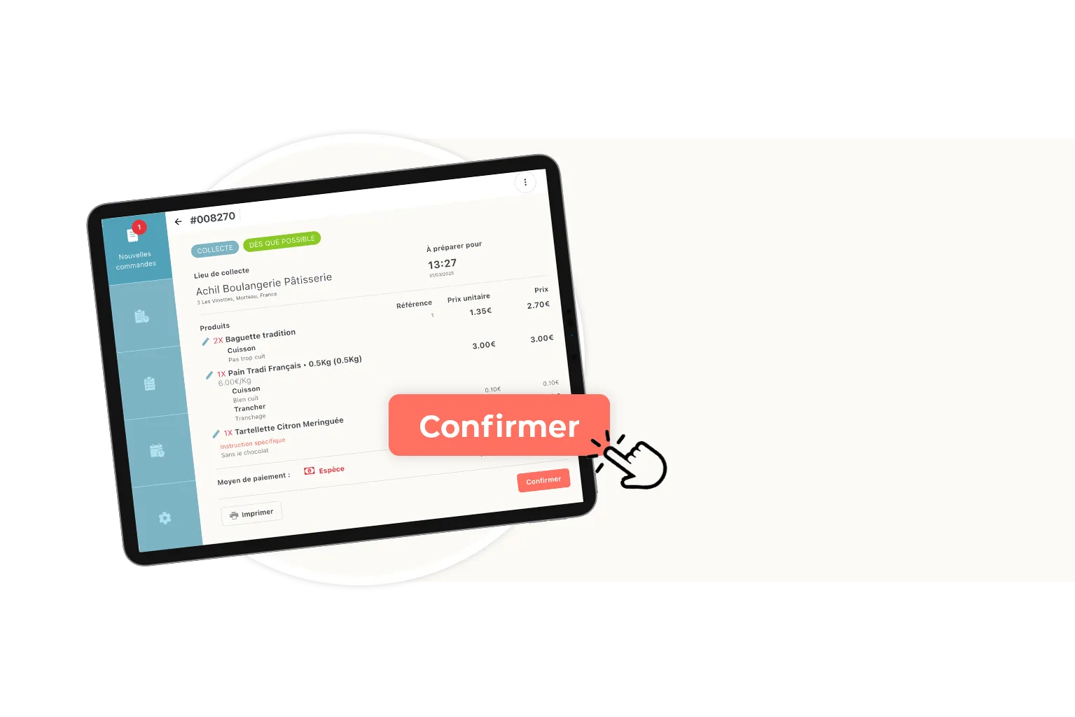 Etape 2 du click and collect : le commerçant confirme et prépare la commande en ligne