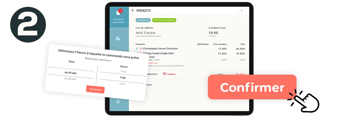 Etape 2 du click and collect : le commerçant confirme et prépare la commande en ligne