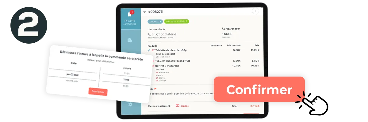 Etape 2 du click and collect : le commerçant confirme et prépare la commande en ligne