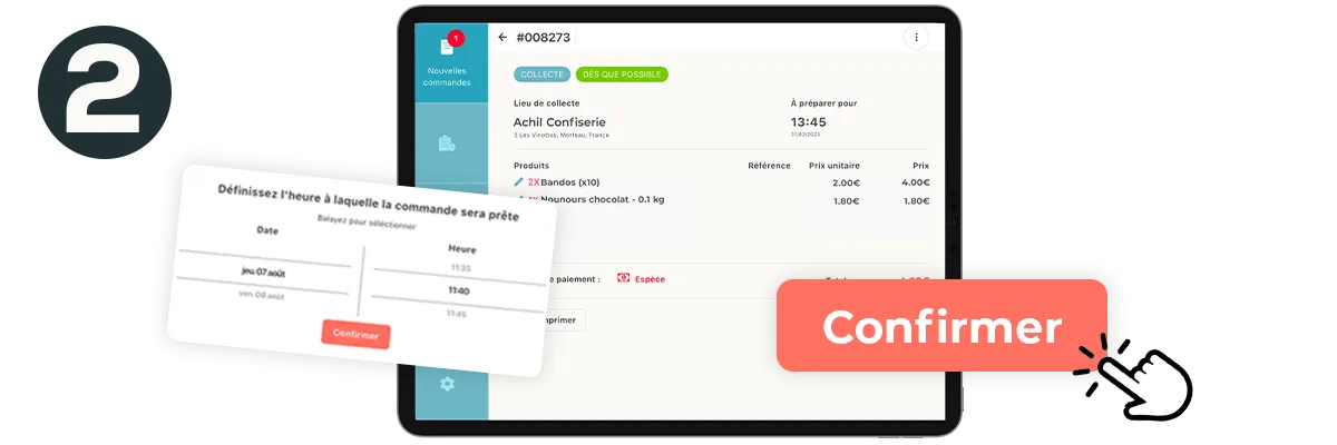 Etape 2 du click and collect : le commerçant confirme et prépare la commande en ligne
