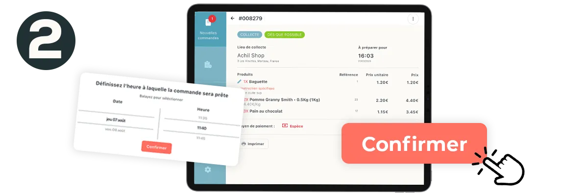 Etape 2 du click and collect : le commerçant confirme et prépare la commande en ligne