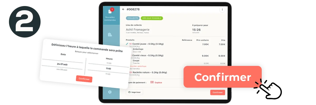 Etape 2 du click and collect : le commerçant confirme et prépare la commande en ligne