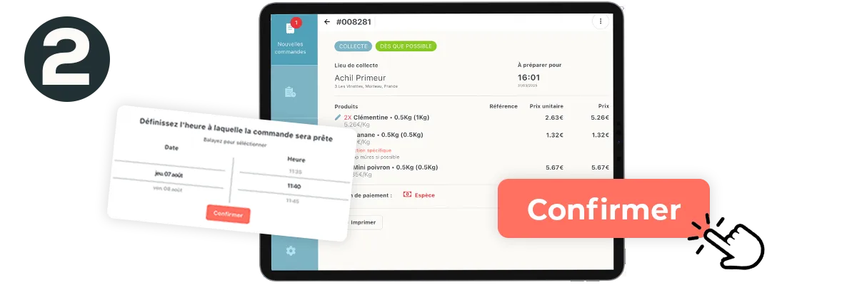 Etape 2 du click and collect : le commerçant confirme et prépare la commande en ligne
