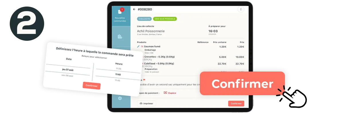 Etape 2 du click and collect : le commerçant confirme et prépare la commande en ligne