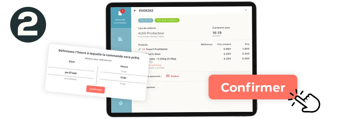 Etape 2 du click and collect : le commerçant confirme et prépare la commande en ligne