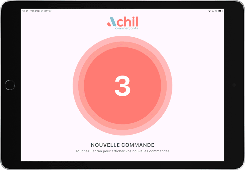 GIF d'une tablette avec plusieurs images illustrant l'utilisateur du système de commande en ligne d'un magasin de thés et cafés