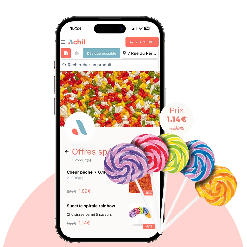 page offres spéciale d'un site de commande en ligne d'une confiserie