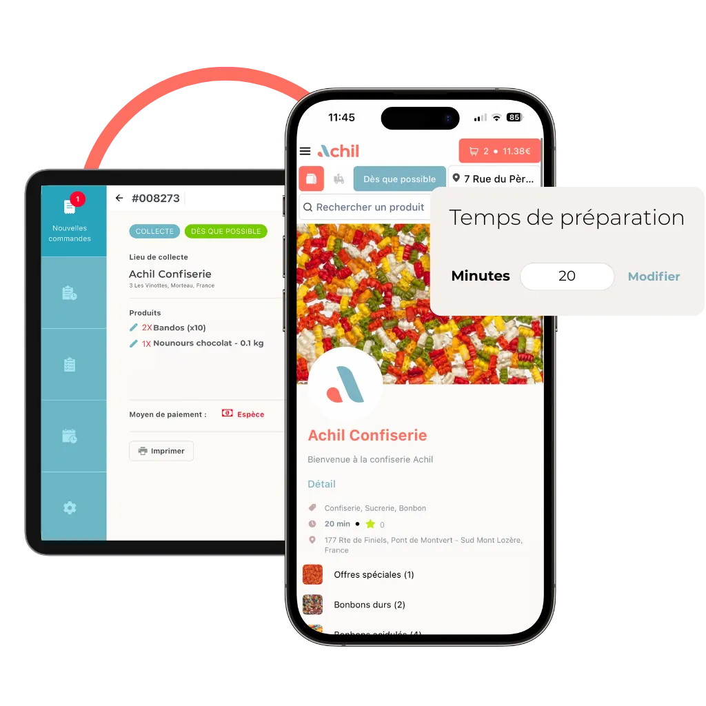 exemple de temps de préparation d'une commande en ligne d'une confiserie