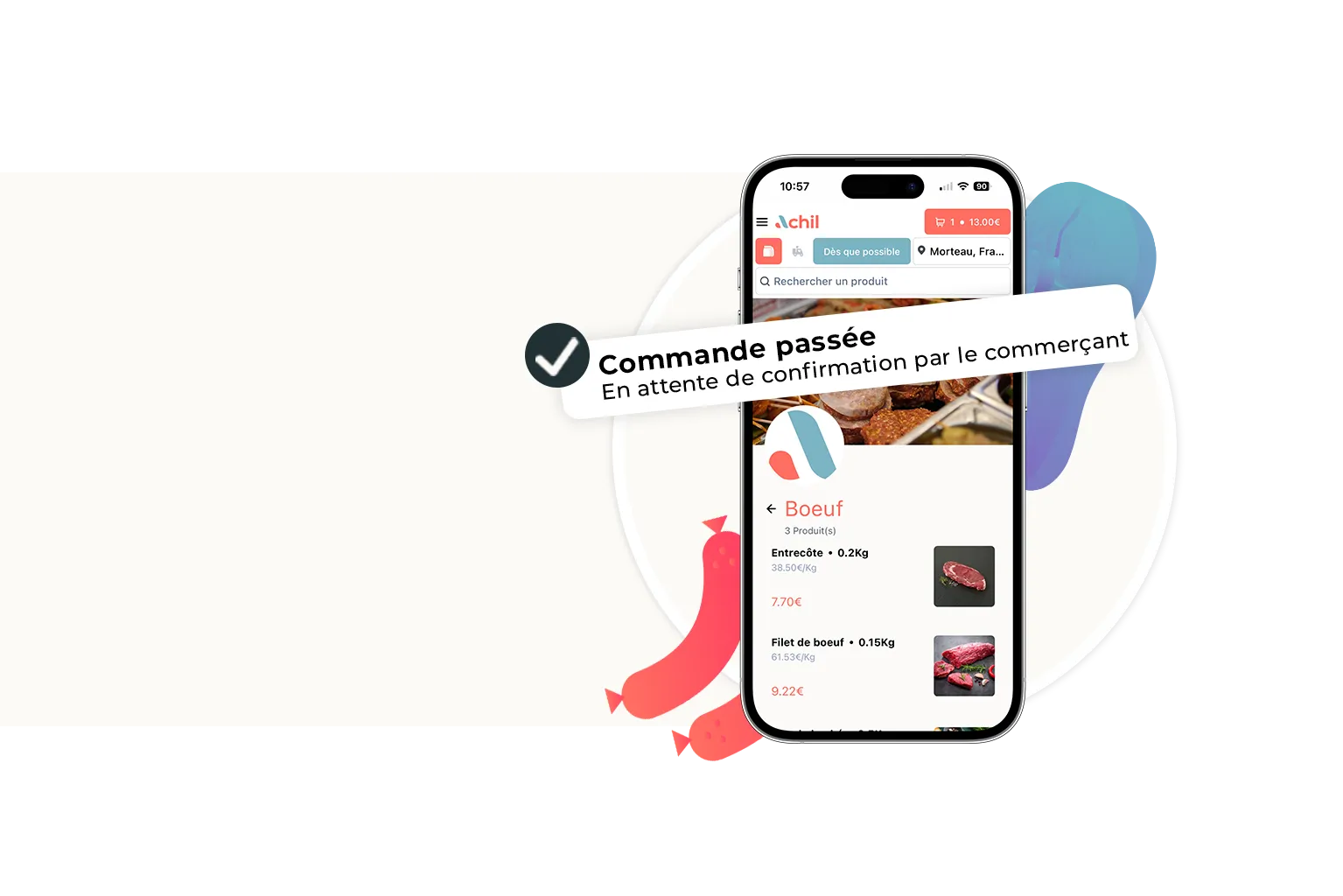 Etape du click and collect : étape 1 : le client passe commande et le commerçant doit validé