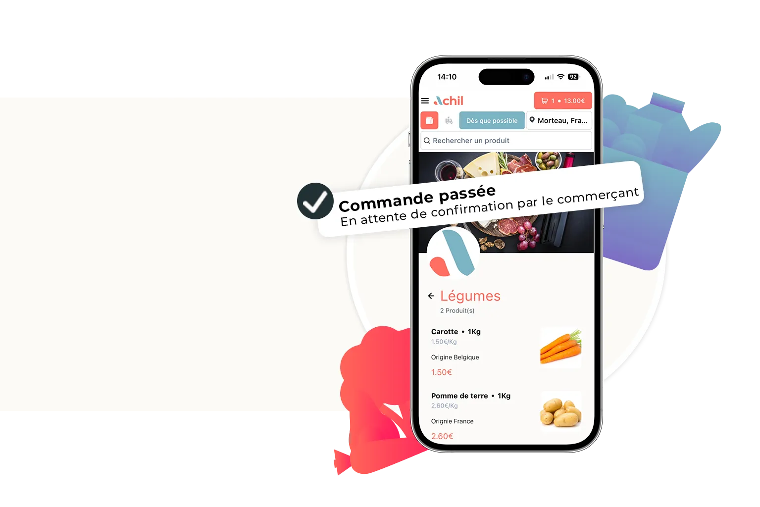 Etape 1 du click and collect : le client passe commande et le commerçant doit validé