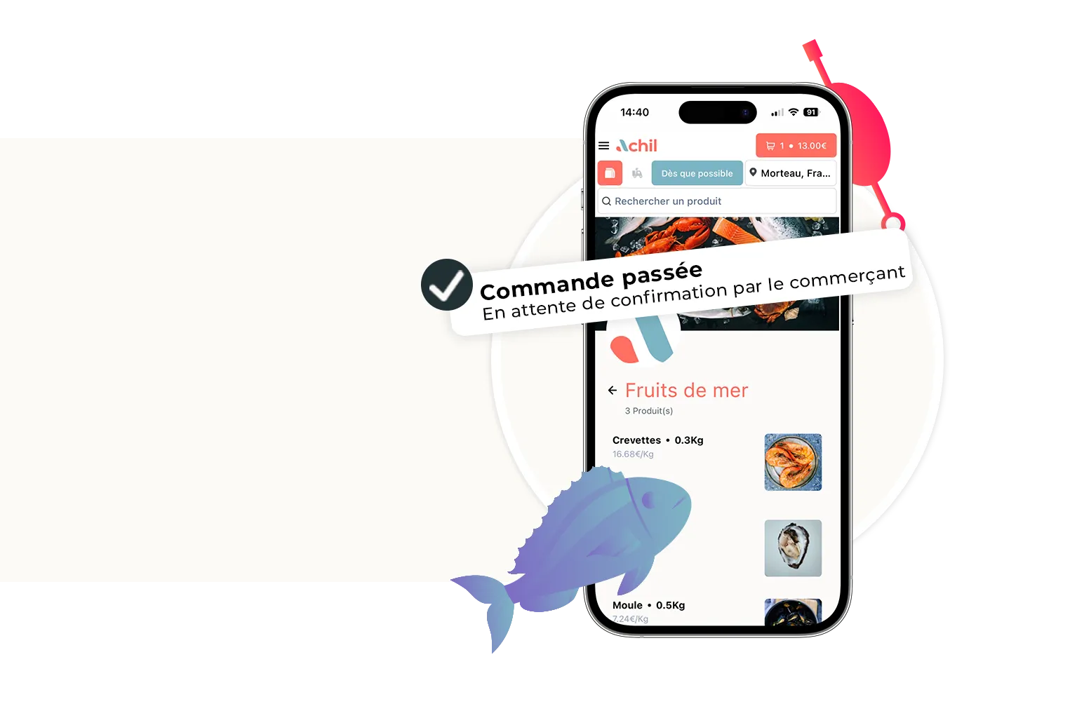 Etape 1 du click and collect : le client passe commande et le commerçant doit validé