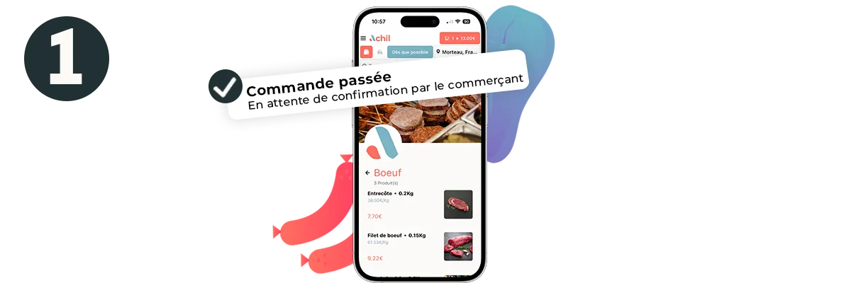 Etape du click and collect : commande passée, en attente de confirmation par le commerçant.