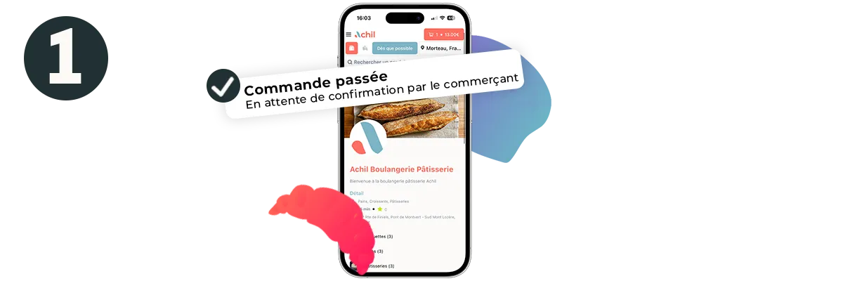 Etape 1 du click and collect : commande passée, en attente de confirmation par le commerçant.