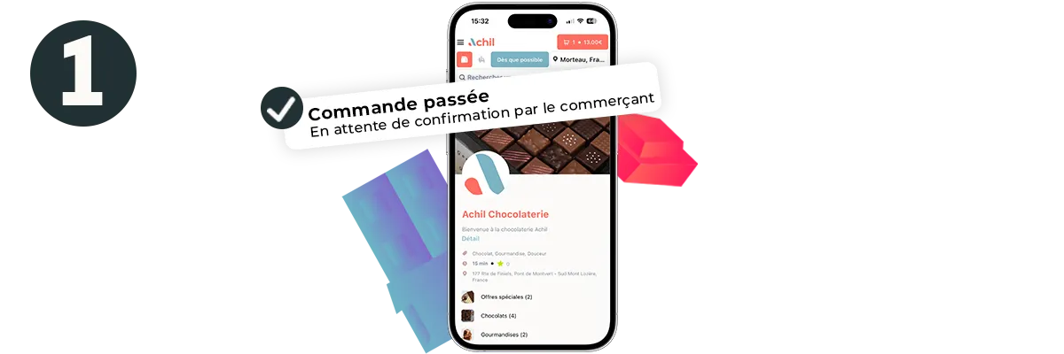 Etape 1 du click and collect : commande passée, en attente de confirmation par le commerçant.