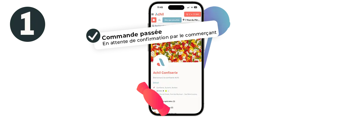 Etape 1 du click and collect : commande passée, en attente de confirmation par le commerçant.