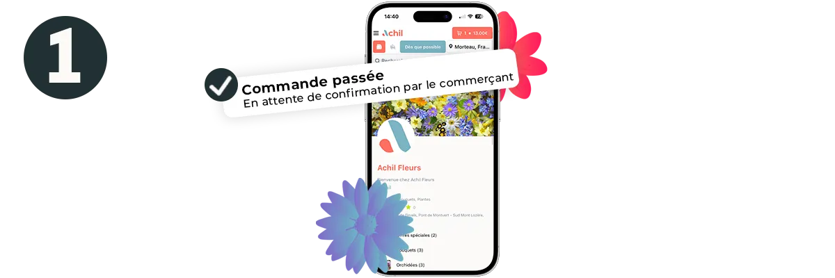 Etape 1 du click and collect : commande passée, en attente de confirmation par le commerçant.